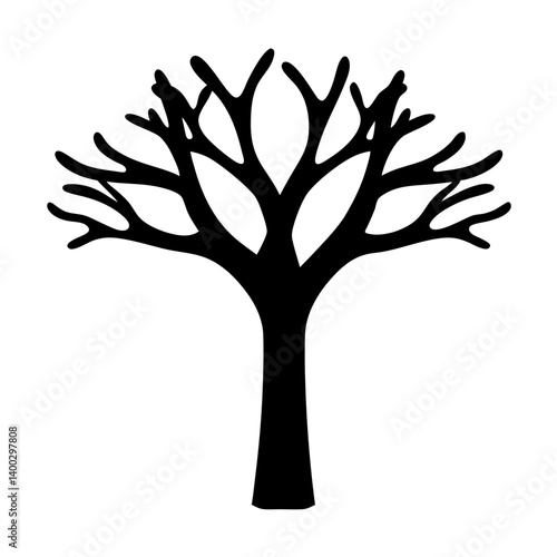 A silhouette of a stark tree exhibiting the beauty of winter season