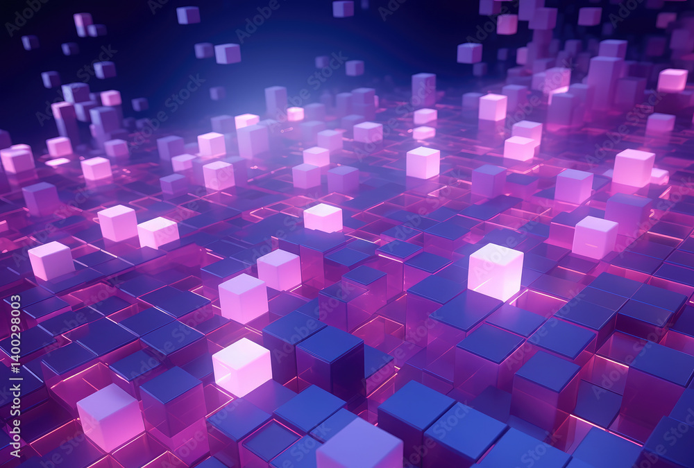 Ethereal Cubes in Neon Glow