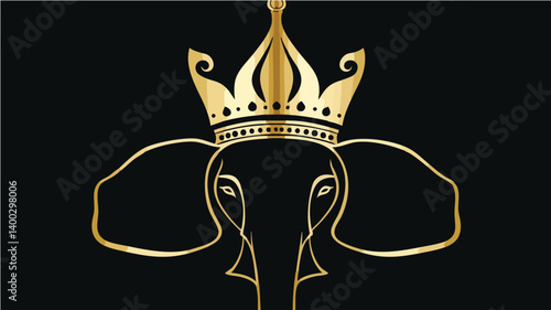 Majestic elephant, crowned in gold, A symbol of power, a story told.