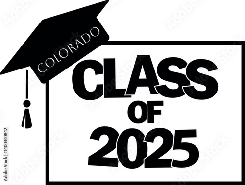 Class of 2025 graduation vector design Colorado state silhouette.