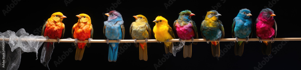 Vibrant Rainbow Birds on a Perch