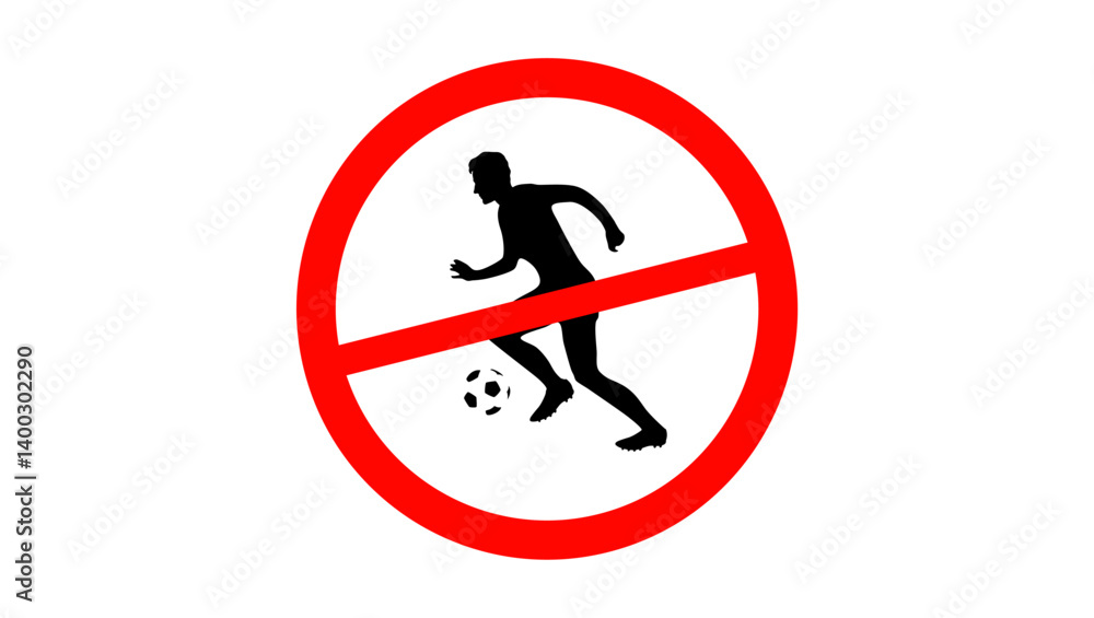 no football sign, black and red isolated silhouette no football sign, black and red isolated silhouette