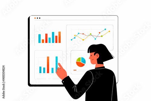 Analyzing Data Businesswoman Reviewing Key Performance Indicators on Computer Screen