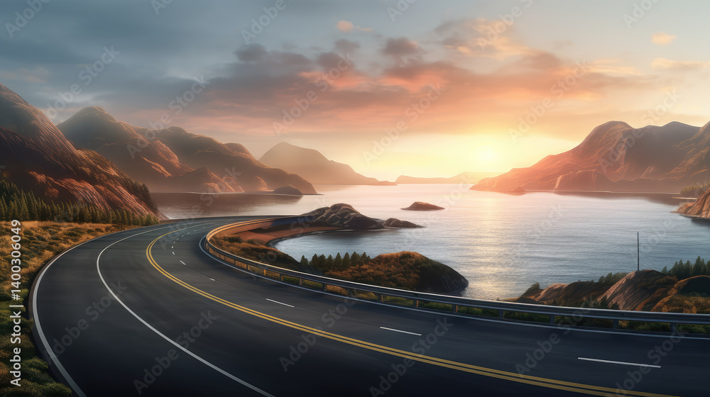 Tranquil Coastal Drive at Sunset