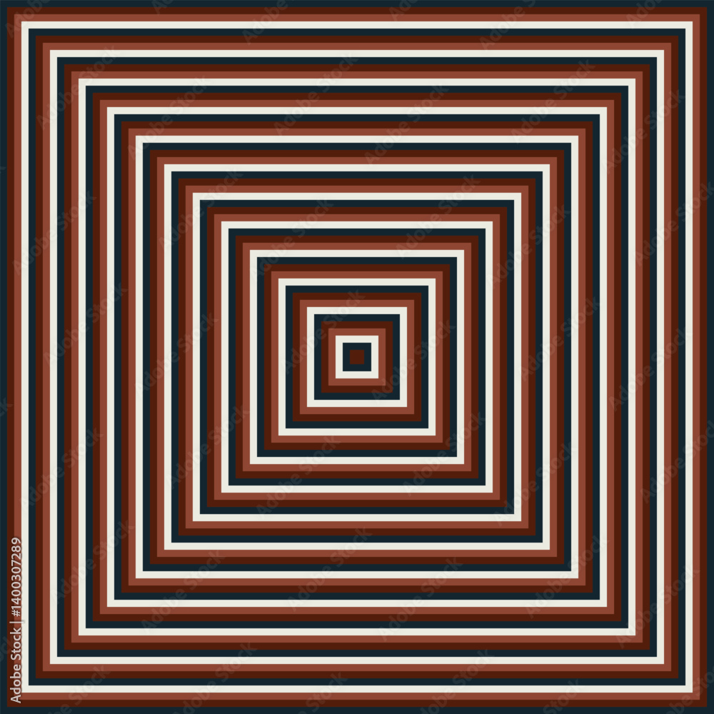 Visual effect created by navy blue, brown and white squares getting progressively smaller Visual effect created by navy blue, brown and white squares getting progressively smaller