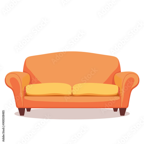 Orange sofa with yellow cushions in minimalist design  