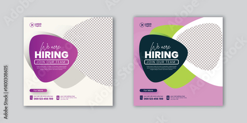 editable social media post and web banner design for job hiring, promotional advertising template for social media story design, job vacancy social media post design