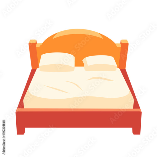 Cozy Bed with Pillows in Warm Colors  
