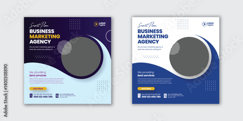 Set of editable social media post and web banner design for corporate business marketing agency, promotional advertising template for social media story design