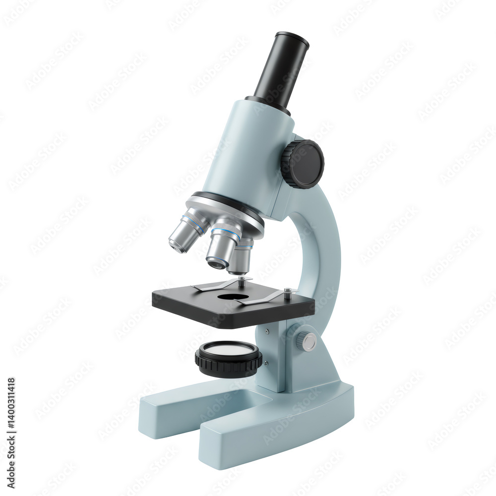 Light Blue Microscope on Transparent Background Light Blue Microscope on Transparent Background