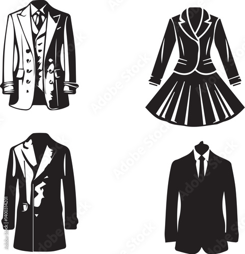 SILHOUETTE OF JACKETS ON CLEAN VECTOR