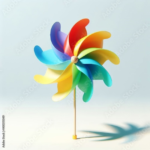 Obraz na płótnie A colorful windmill toy for kids that spins in the wind, colorful petals, paper or plastic, summer decor, fun atmosphere, garden element. AI generated. w salonie