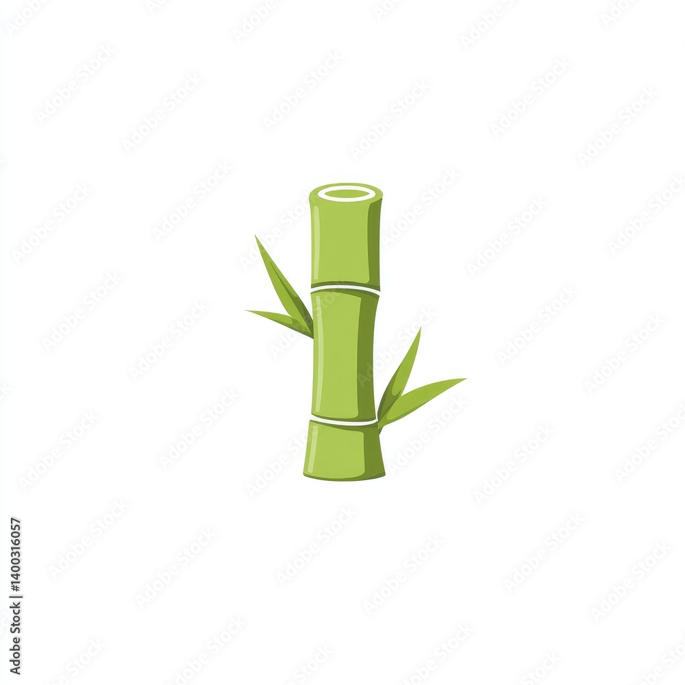 Fototapeta premium Green bamboo stalk with leaves