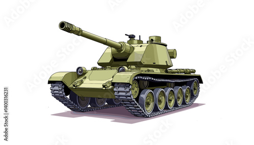 Military tank illustration in green against a white background  