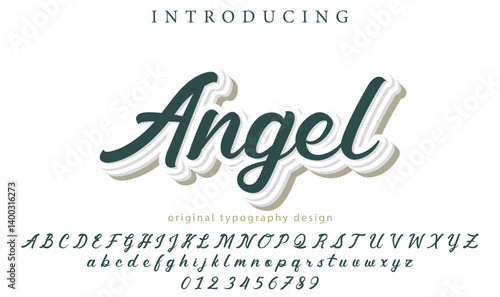 Angel Font Stylish brush painted an uppercase vector letters, alphabet, typeface