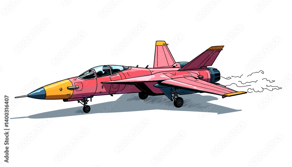 Pink Fighter Jet Illustration on White Background Pink Fighter Jet Illustration on White Background