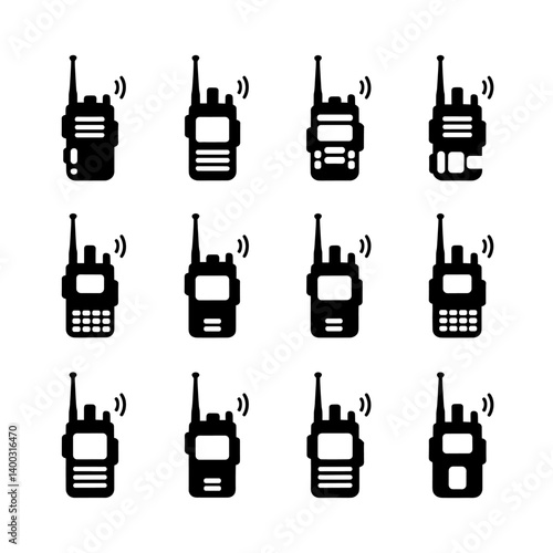 Walkie Talkie Silhouette Vector Bundle Black and White Walkie Talkie Clipart EPS Illustration