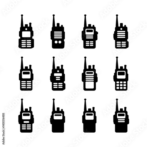 Walkie Talkie Silhouette Vector Bundle Black and White Walkie Talkie Clipart EPS Illustration