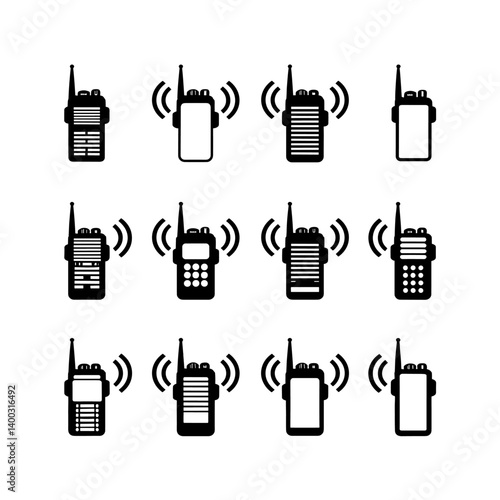Walkie Talkie Silhouette Vector Bundle Black and White Walkie Talkie Clipart EPS Illustration
