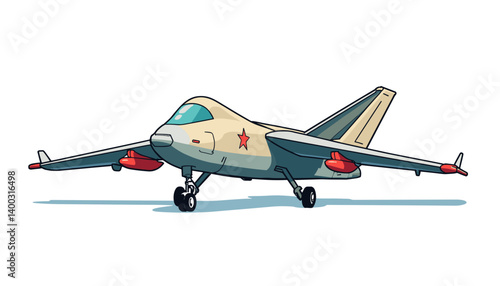 Cartoon fighter jet illustration on a white background  