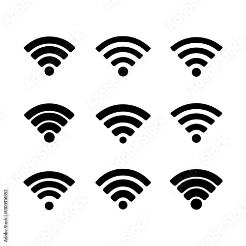 WiFi Signal Silhouette Vector Bundle Black and White WiFi Signal Clipart EPS Illustration