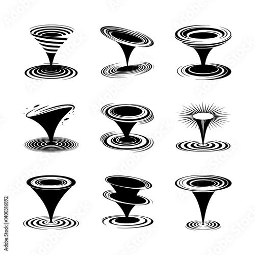 Whirlpool Silhouette Vector Bundle Black and White Whirlpool Clipart EPS Illustration