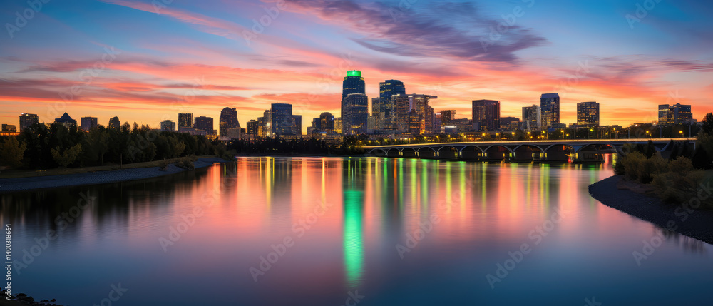 Serene Urban Sunset Reflection