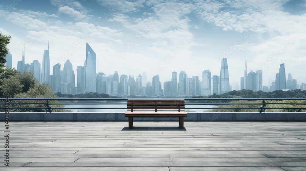 Urban Serenity: A Bench with a View