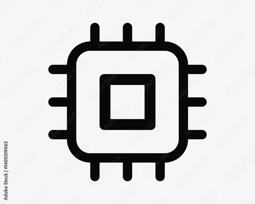 Processor Chip Icon Computer CPU Central Processing Unit Technology Semi Conductor Electronic Circuit System AI Process System Electrical Microchip Nanochip Shape Processor Chip Icon Computer CPU Central Processing Unit Technology Semi Conductor Electronic Circuit System AI Process System Electrical Microchip Nanochip Shape
