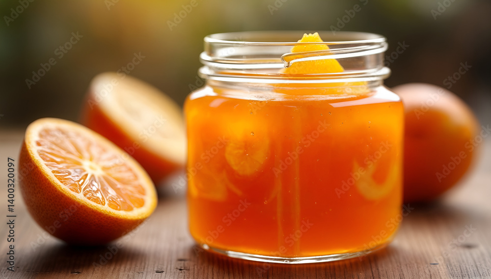A jar of citrus jam. Orange jam in a jar A jar of citrus jam. Orange jam in a jar