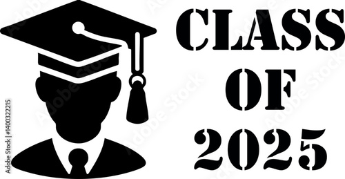Class of 2025 graduation cap vector design university or college hat silhouette.	
