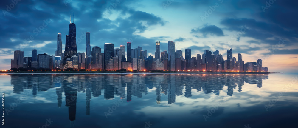 Urban Elegance: The Serene Skyline Reflection