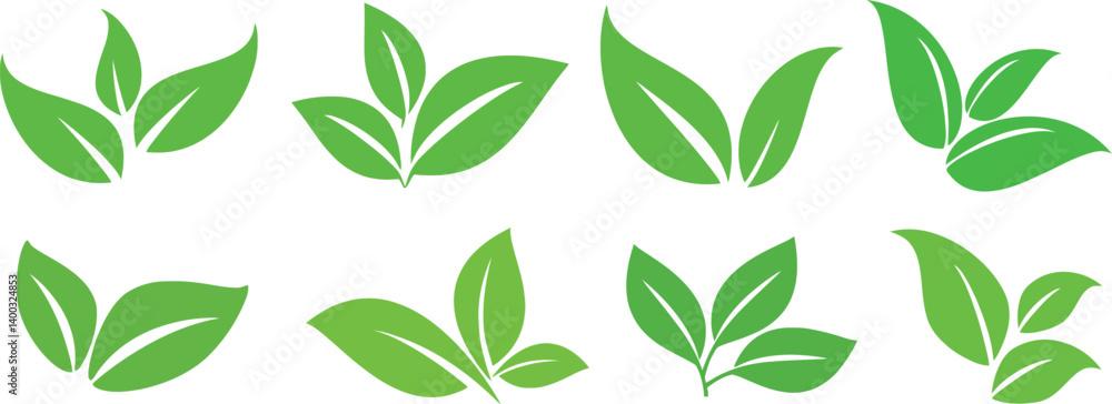 Green Leaf Icon in Flat Style, Nature Symbol, Eco-Friendly Design on White Background Green Leaf Icon in Flat Style, Nature Symbol, Eco-Friendly Design on White Background