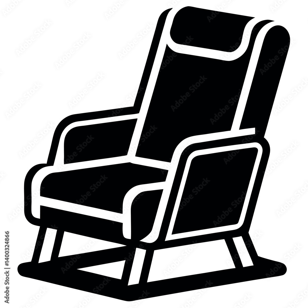 black and white illustration of a modern recliner chair. black and white illustration of a modern recliner chair.