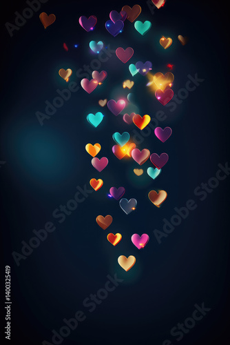 Obraz na płótnie Cascading Love: Colorful Heart Shapes w salonie