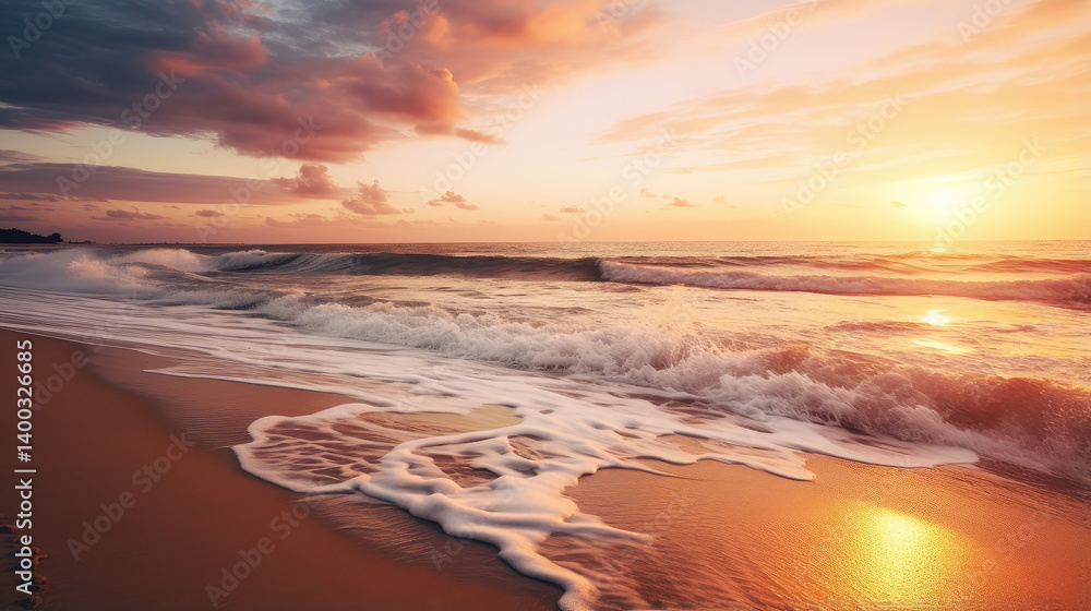 Tranquil Sunset Over Ocean Waves