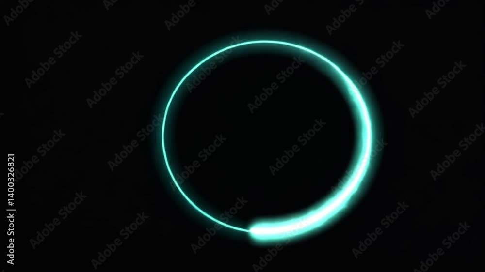 Abstract Teal Circle Loading Animation on Black Background Abstract Teal Circle Loading Animation on Black Background