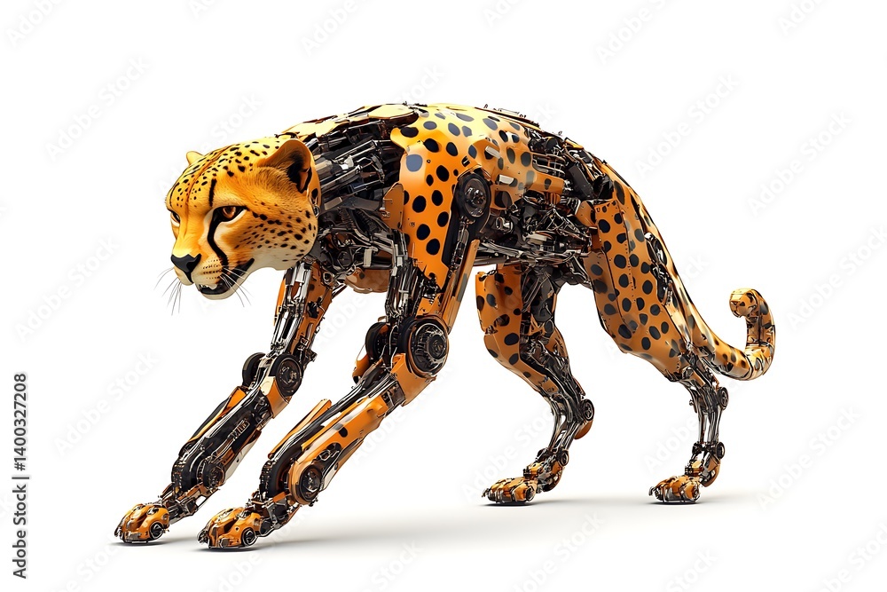 Fototapeta premium 3D Cyber-Hybrid Cheetah with Ultra-Fast Leg Mechanics.