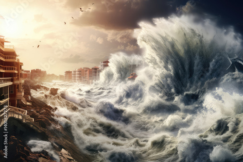 Obraz na płótnie Mighty Fury: The Ocean's Wrath w salonie