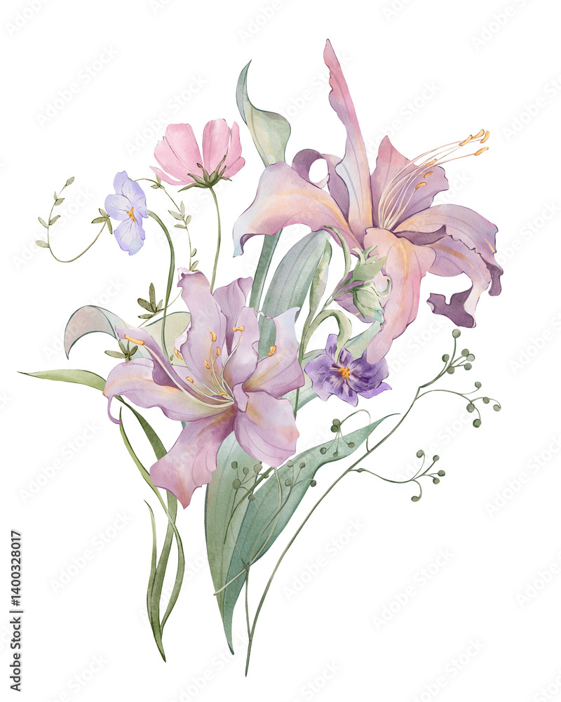 Naklejka premium Watercolor floral bouquet