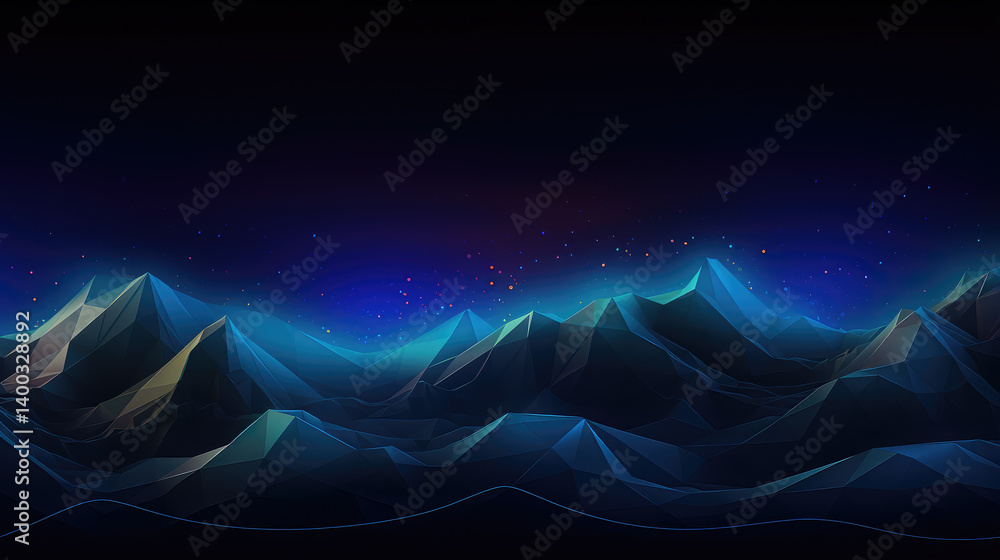 Ethereal Mountain Range at Night