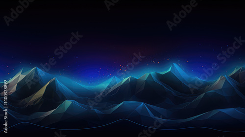 Obraz na płótnie Ethereal Mountain Range at Night w salonie