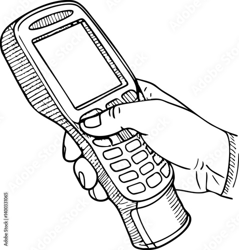 hand holds device resembling customs scanner used for tariff calculations