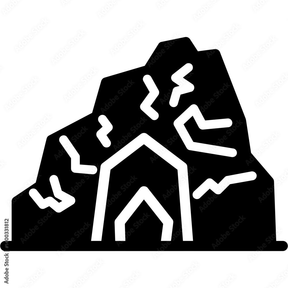Prehistoric Cave Glyph Icon Prehistoric Cave Glyph Icon
