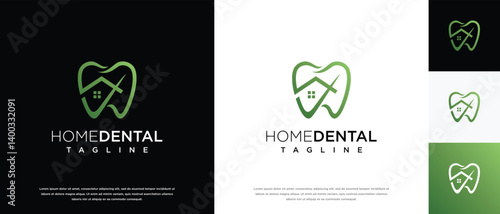 dental home clinic logo design template. home logo icon combined with teeth