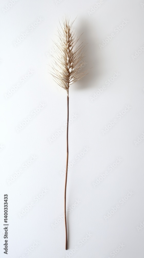Elegant wheat stem on a clean white backdrop showcasing natural beauty and minimalist design for stock photography Elegant wheat stem on a clean white backdrop showcasing natural beauty and minimalist design for stock photography