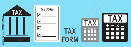 Tax illustration, set of illustrations about taxes