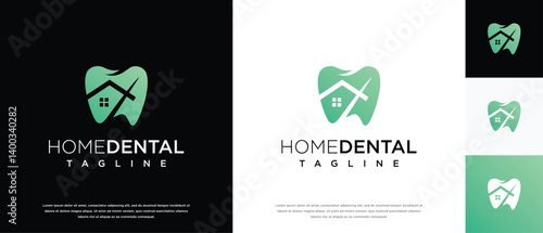 dental home clinic logo design template. home logo icon combined with teeth