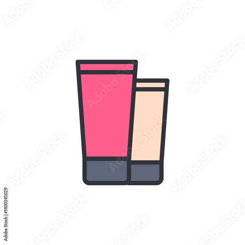 Cosmetic colored icons, minimalist vector illustration ,simple transparent graphic element .Isolated on white background