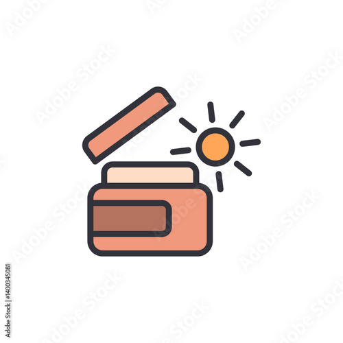 Sunscreen colored icons, minimalist vector illustration ,simple transparent graphic element .Isolated on white background